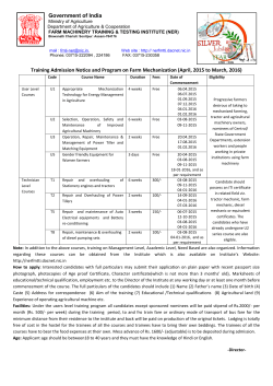 Government of India Training Admission Notice - nerfmtti