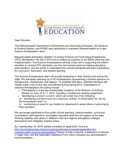 Dear Educator, The Massachusetts Department of Elementary and