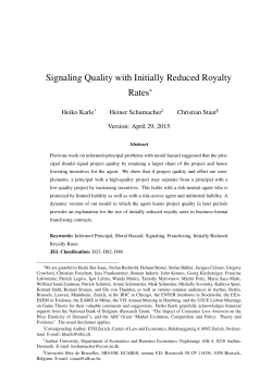 Signaling Quality with Initially Reduced Royalty Rates