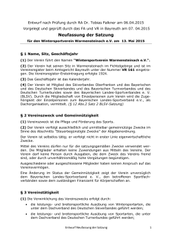 Neufassung Satzung WSV Warmensteinach