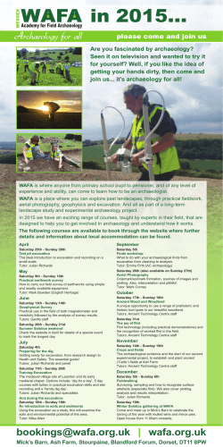 Wessex Academy for Field Archaeology 2015 courses