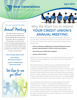 April 2015 - New Generations Federal Credit Union