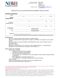 NEWH DALLAS CHAPTER SCHOLARSHIP APPLICATION