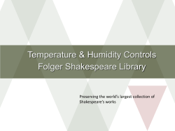 Temperature & Humidity Controls Folger Shakespeare Library