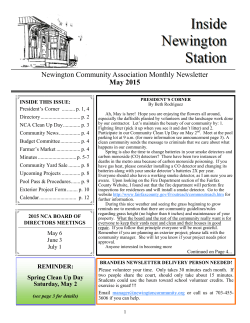 Newington Community Association Monthly Newsletter May 2015