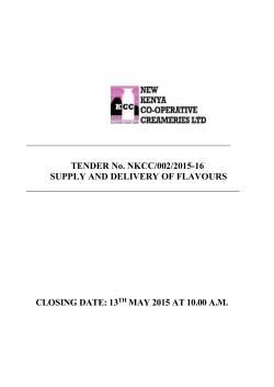 TENDER NO. NKCC 002. 2015-2016