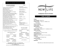 Sunday Bulletin - New Life Dresher Church