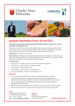Agrifoods Opportunities Forum: 29 June 2015 - CSU News