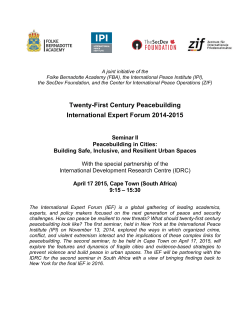 Twenty-First Century Peacebuilding International Expert Forum