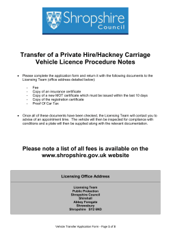 Hackney carriage and private hire vehicle transfer application pack