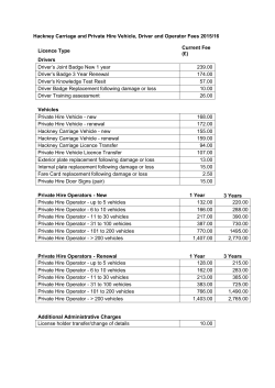 hackney carriage and private hire vehicle driver and operator fees