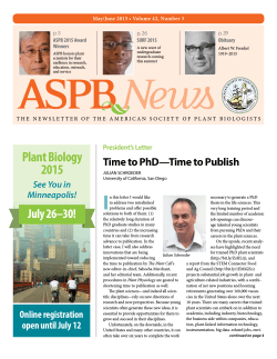 May/June 2015 - ASPB News - American Society of Plant Biologists