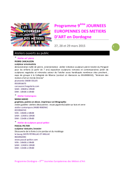 Programme JEMA Dordogne 27 au 29 mars 2015