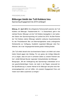 Bitburger bleibt der TuS Koblenz treu