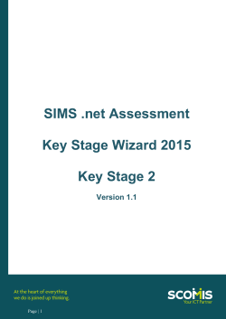 SIMS .net Assessment Key Stage Wizard 2015 Key Stage 2