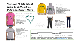 Newtown Middle School Spring Spirit Wear Sale Orders Due Friday