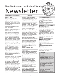 the Official April Newsletter - New Westminster Horticultural Society