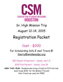 Houston Mission Trip Registration Packet