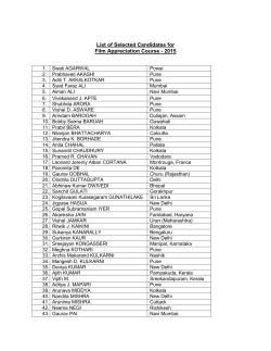 List of Selected Candidates for Film Appreciation Course