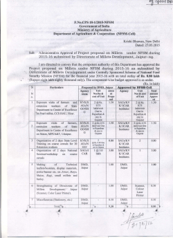 Administrative Approval of Project proposal on Millets under NFSM