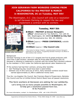 Tuesday, MAY 5th JOIN GERAWAN FARM WORKERS COMING