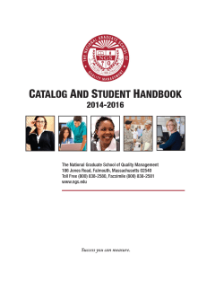 Catalog and Student Handbook - The National Graduate School of