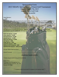 Sponsorship Form 2015 NHAPL Spring Member/Guest Golf