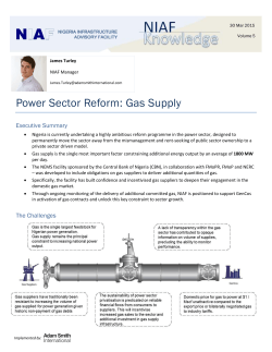 Power Sector Reform: Gas Supply - Nigeria Infrastructure Advisory