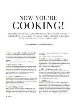 Now you`re cooking Go! May 2015 3 camp kitchens: gas