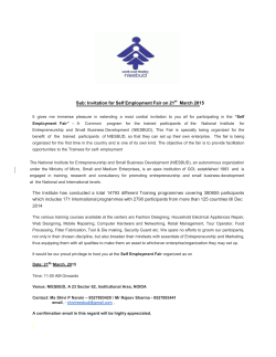 Sub: Invitation for Self Employment Fair on 21st March 2015 The