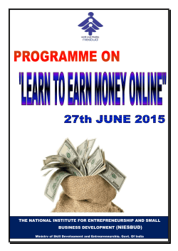 "Learn To Earn Money" on 27 th June, 2015 at NIESBUD Noida.