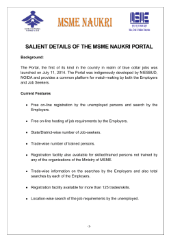 SALIENT DETAILS OF THE MSME NAUKRI PORTAL