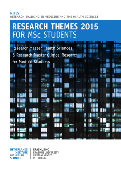 RESEARCH THEMES 2015 FOR MSc STUDENTS