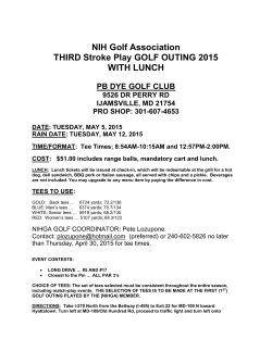 NIH Golf Association THIRD Stroke Play GOLF OUTING