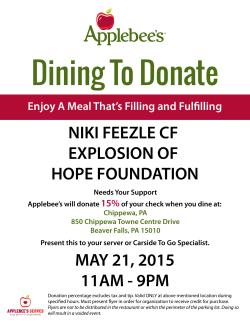Dining To Donate - CF Explosion of Hope Foundation