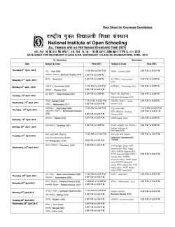 Date Sheet for April 2015 Examination