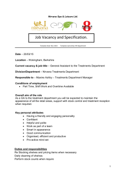 Job Vacancy and Specification.