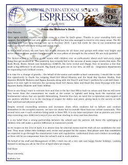 to read the Term 2 2014/15 Newsletter