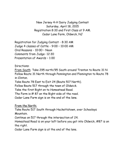 New Jersey 4-H Dairy Judging Contest Saturday, April 18, 2015