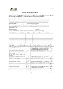 CSI Health Questionnaire Form