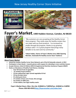 Fayer`s Market Backgrounder - The NJ Healthy Corner Store Initiative