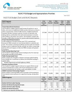 NLIHC FY16 Budget and Appropriations Priorities HUD FY16