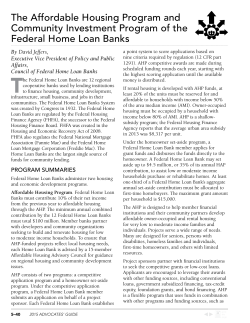 The Affordable Housing Program and Community Investment