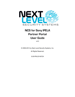 NCS for Sony IPELA Cloud Camera Partner Portal User Guide