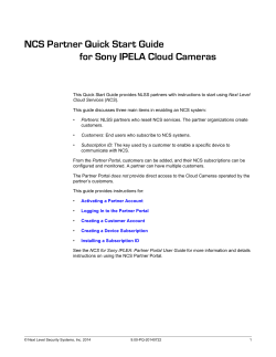 NCS Partner Quick Start Guide for Sony IPELA Cloud Cameras