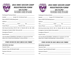Soccer Camp 2015 Registration Form & Liability