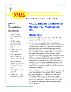 NMAG News June 2015 - New Mexico Association for the Gifted