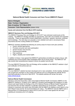 March 2015 - National Mental Health Consumer and Carer Forum
