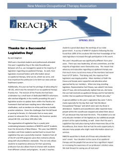 Spring 2015 Reacher - New Mexico Occupational Therapy Association
