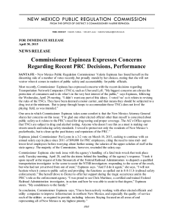 Commissioner Espinoza Expresses Concerns Regarding Recent